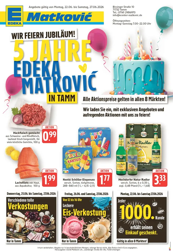 Öffnet das Angebotsheft als PDF Quelle: Edeka Matkovic Flyer 5 Jahre Tamm